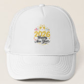 Happy New Year 2026 Celebration Trucker Hat キャップ (正面)