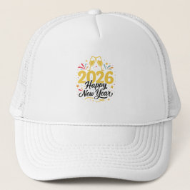 Happy New Year 2026 Celebration Trucker Hat キャップ