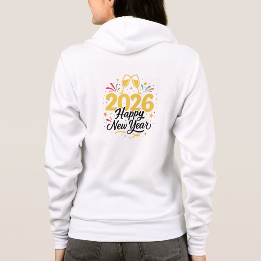 Happy New Year 2026 Celebration Zip Hoodie パーカ (裏面)