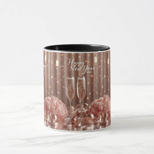 happy new year 2026 champagne lights mug マグカップ (中央)
