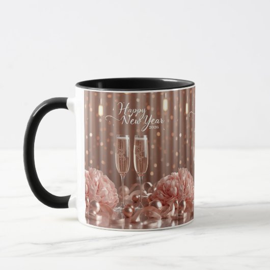 happy new year 2026 champagne lights mug マグカップ (左)