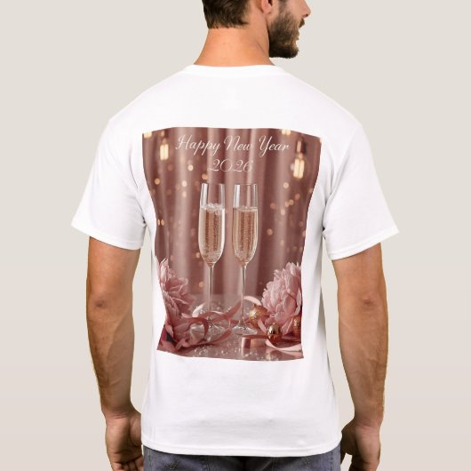 happy new year 2026 champagne lights tshirt tシャツ (裏面)
