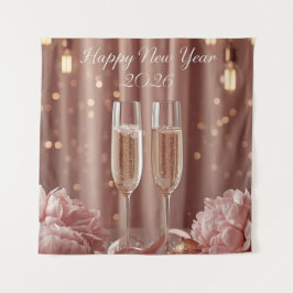 happy new year 2026 champagne sparkle banner タペストリー