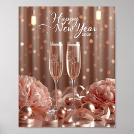 happy new year 2026 champagne sparkle poster ポスター