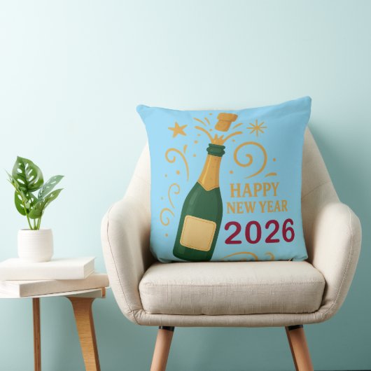 Happy New Year 2026 Champagne | Throw Pillow 20" クッション (椅子)