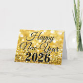 Happy New Year 2026 Chic Custom Gold Business シーズンカード (正面)