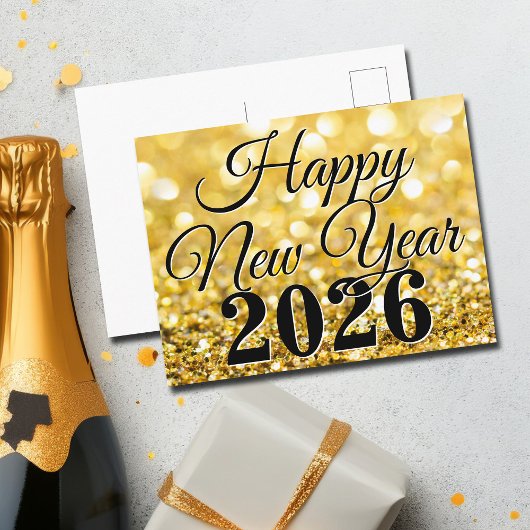 Happy New Year 2026 Chic Custom Gold Business シーズンポストカード
