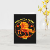 Happy New Year 2026 Chinese New Year Horse Zodiac  カード (黄色い花)