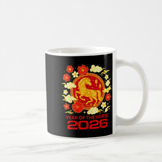 Happy New Year 2026 Chinese New Year Horse Zodiac  コーヒーマグカップ (右)