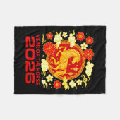 Happy New Year 2026 Chinese New Year Horse Zodiac  フリースブランケット (正面(横))