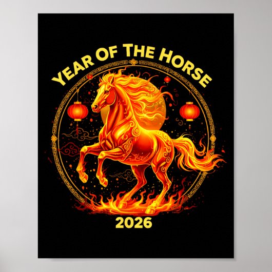 Happy New Year 2026 Chinese New Year Horse Zodiac ポスター (正面)