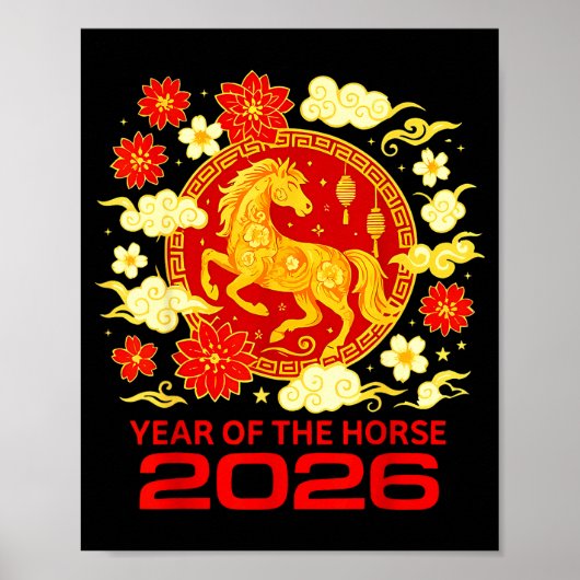 Happy New Year 2026 Chinese New Year Horse Zodiac ポスター (正面)