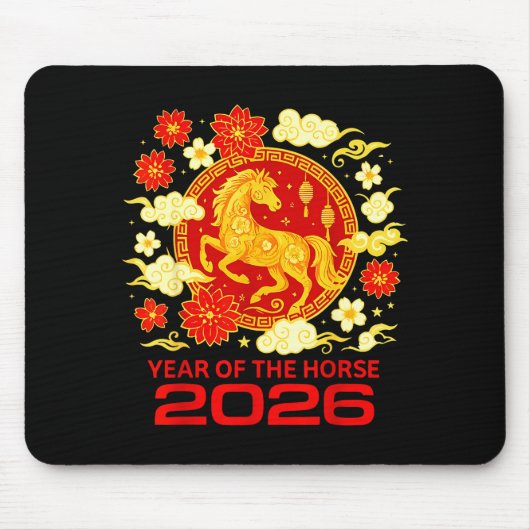 Happy New Year 2026 Chinese New Year Horse Zodiac  マウスパッド (正面)