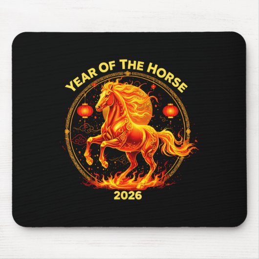 Happy New Year 2026 Chinese New Year Horse Zodiac  マウスパッド (正面)