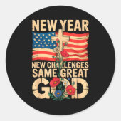 Happy New Year 2026 Christian Challenges Same Grea ラウンドシール (正面)