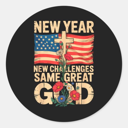 Happy New Year 2026 Christian Challenges Same Grea ラウンドシール (正面)