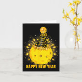 Happy New Year 2026 Ckleball Party Hat New Years E カード (黄色い花)