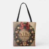 happy new year 2026 classic wreath tote bag トートバッグ (裏面)