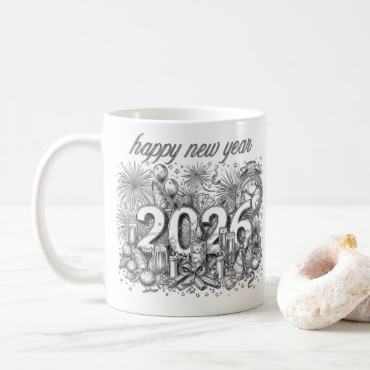happy new year 2026 coffee mug コーヒーマグカップ (ドーナツ)
