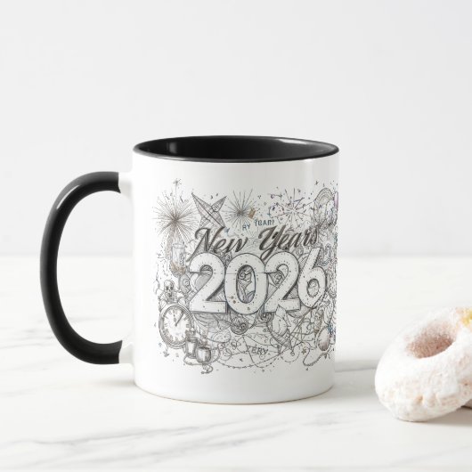 happy new year 2026 coffee mug マグカップ (ドーナツ)