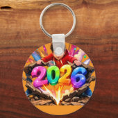 Happy New Year 2026 Colorful 3D Keychain キーホルダー (正面)