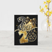 Happy New Year 2026 Coquette Bow Golden Family Mat カード (黄色い花)