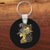 Happy New Year 2026 Coquette Bow Golden Family Mat キーホルダー (正面)