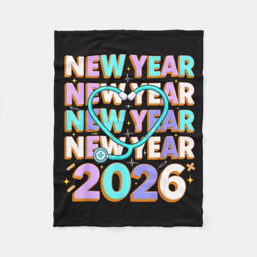 Happy New Year 2026 Coquette Bows New Years Nurse  フリースブランケット (正面)