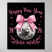 Happy New Year 2026 Coquette Nk Bow Disco Ball Wom ポスター (正面)