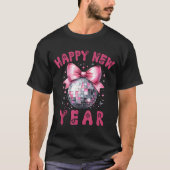 Happy New Year 2026 Coquette Nk Bow Disco Ball Wom Tシャツ (正面)