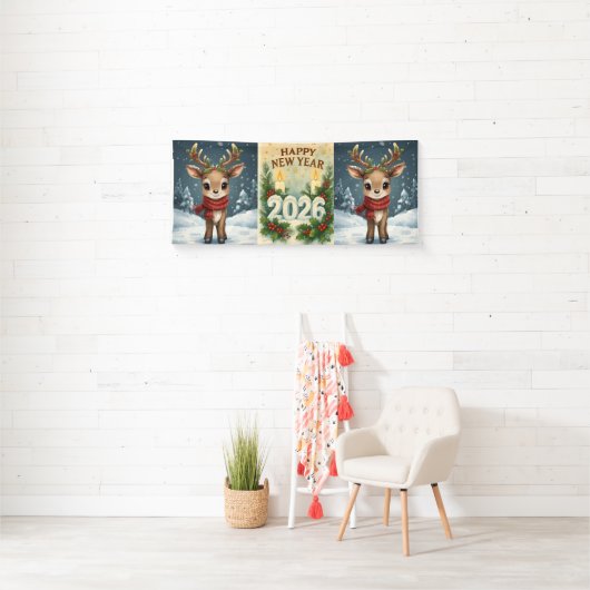 happy new year 2026 cozy party  横断幕 (インサイチュ)