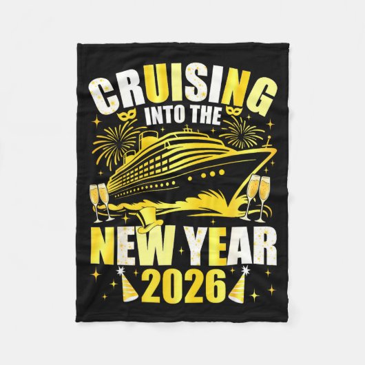 Happy New Year 2026 Cruising Into The New Year 202 フリースブランケット (正面)