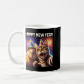 Happy New Year 2026 Cute Cat Capybara Party Art コーヒーマグカップ (左)