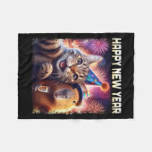 Happy New Year 2026 Cute Cat Capybara Party Art  フリースブランケット (正面(横))