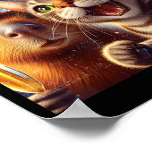 Happy New Year 2026 Cute Cat Capybara Party Art  ポスター (角)