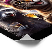 Happy New Year 2026 Cute Cat Raccoon Celebration  ポスター (角)