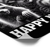 Happy New Year 2026 Cute Cat Raccoon Celebration  ポスター (角)