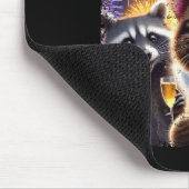 Happy New Year 2026 Cute Cat Raccoon Celebration  マウスパッド (コーナー)