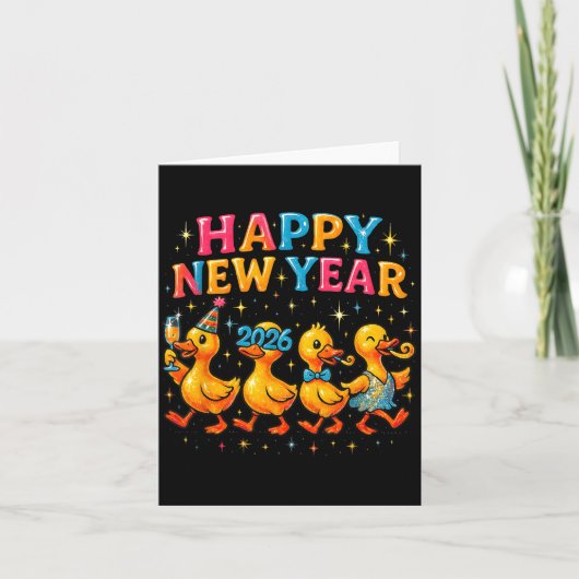 Happy New Year 2026 Cute Duck Party Gift  カード (正面)