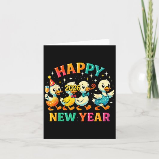 Happy New Year 2026 Cute Duck Party Gift  カード (正面)