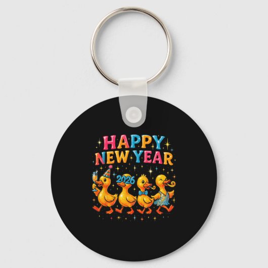 Happy New Year 2026 Cute Duck Party Gift  キーホルダー (正面)