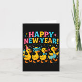 Happy New Year 2026 Cute Duck Party Gift Long Slee カード (正面)