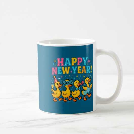 Happy New Year 2026 Cute Duck Party Gift Long Slee コーヒーマグカップ (右)