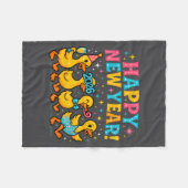 Happy New Year 2026 Cute Duck Party Gift Long Slee フリースブランケット (正面(横))