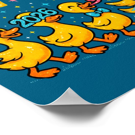 Happy New Year 2026 Cute Duck Party Gift Long Slee ポスター (角)