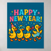 Happy New Year 2026 Cute Duck Party Gift Long Slee ポスター (正面)