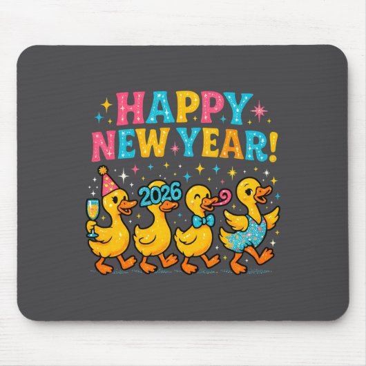 Happy New Year 2026 Cute Duck Party Gift Long Slee マウスパッド (正面)