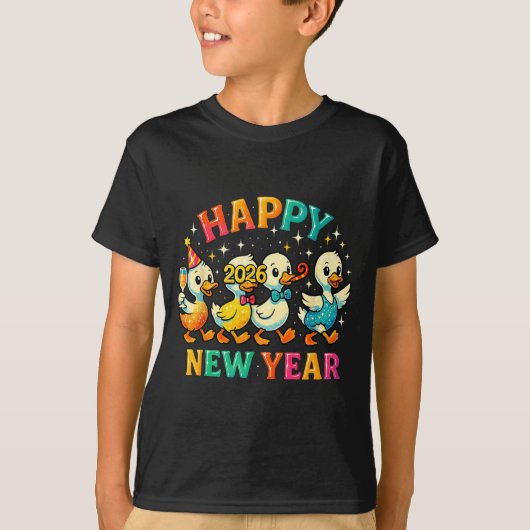 Happy New Year 2026 Cute Duck Party Gift  Tシャツ (正面)