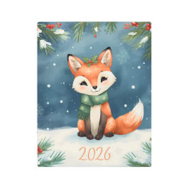 happy new year 2026 cute fox metal art メタルプリント