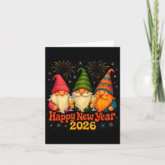 Happy New Year 2026 Cute Gnome Party Gift  カード (正面)